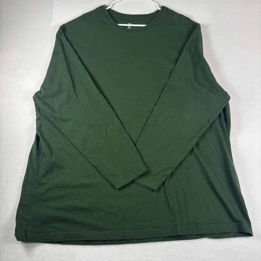 HB Mens‎ 3XL Long Sleeve T-Shirt Dark Forest Green 100% Cotton Crewneck Tee